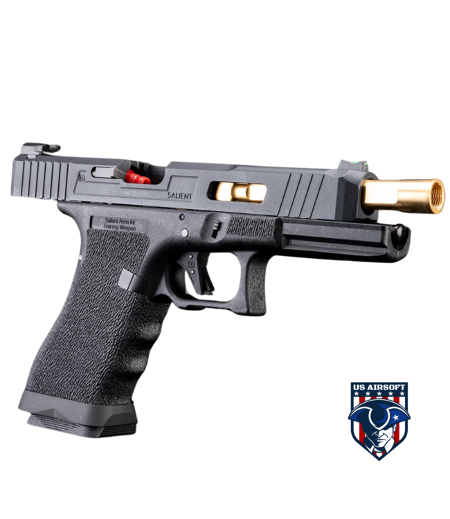 EMG / Salient Arms International Custom Airsoft Training Weapon w/ Tier One Competition Slide Kit (Color: Black & Gold)