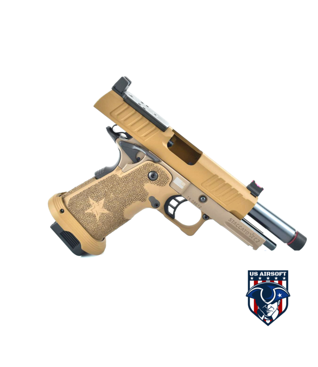 6mmProShop Staccato Licensed C2 Compact 2011 Gas Blowback T8 Airsoft Pistol (Color: Flat Dark Earth / Green Gas / Gun Only)