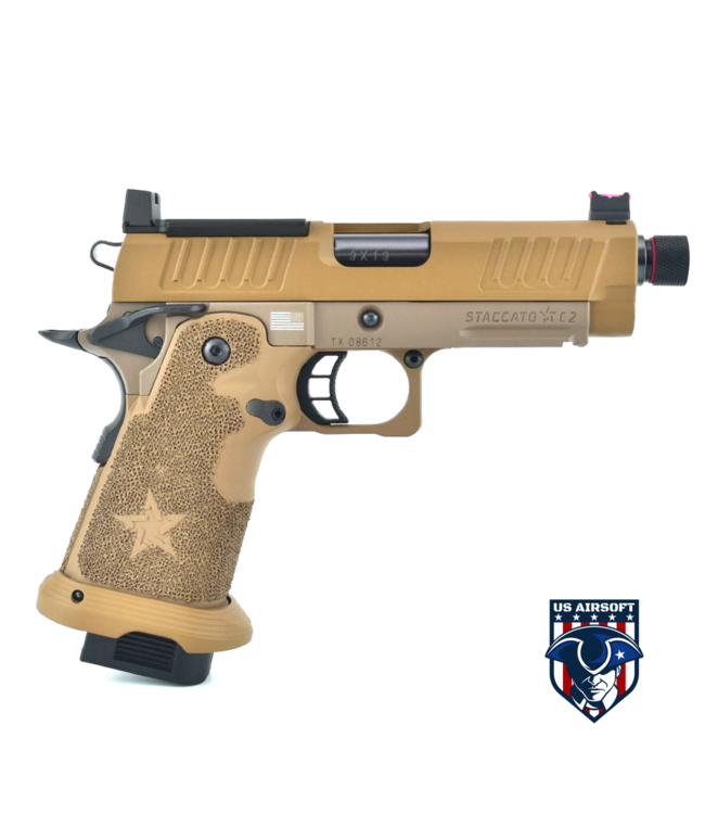 6mmProShop Staccato Licensed C2 Compact 2011 Gas Blowback T8 Airsoft Pistol (Color: Flat Dark Earth / Green Gas / Gun Only)