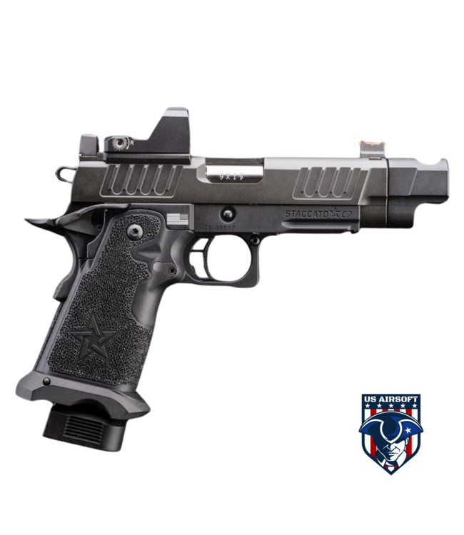6mmProShop Staccato Licensed C2 COMP SOC 2011 Gas Blowback T8 Airsoft Pistol w/ Muzzle Compensator (Model: CO2 / Gun Only)