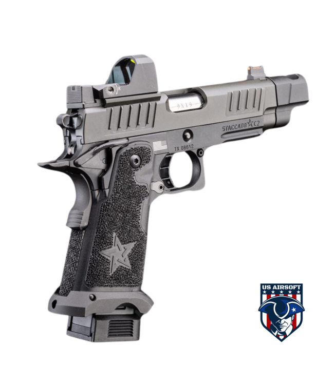 6mmProShop Staccato Licensed C2 COMP SOC 2011 Gas Blowback T8 Airsoft Pistol w/ Muzzle Compensator (Model: CO2 / Gun Only)