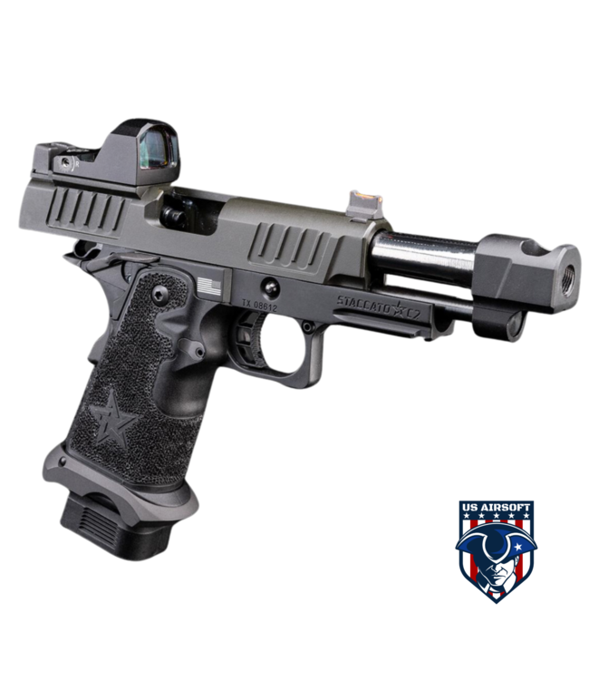 6mmProShop Staccato Licensed C2 COMP SOC 2011 Gas Blowback T8 Airsoft Pistol w/ Muzzle Compensator (Model: CO2 / Gun Only)