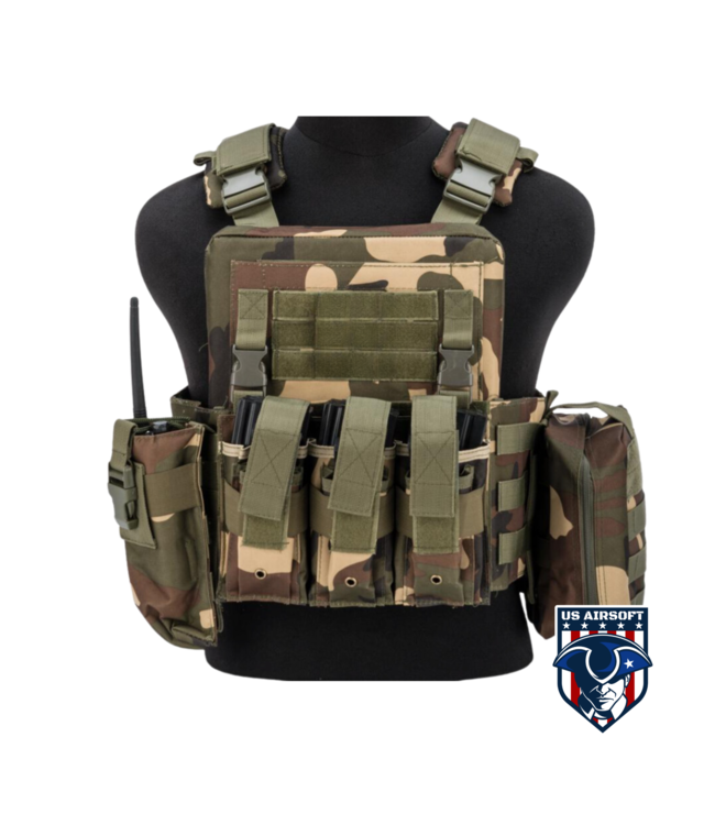 Matrix Matrix Adaptive Plate Carrier Vest w/ Cummerbund & Pouches (Color: Woodland)