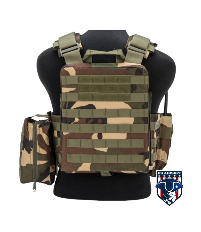 Matrix Adaptive Plate Carrier Vest w/ Cummerbund & Pouches (Color: Woodland)