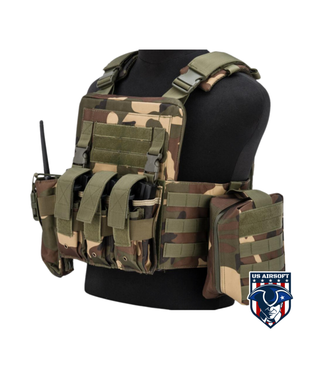 Matrix Adaptive Plate Carrier Vest w/ Cummerbund & Pouches (Color: Woodland)