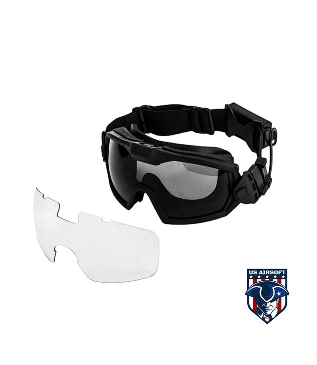 Full Seal Airsoft Goggles w/ Built-In Fan [Clear Lens] (BLACK)