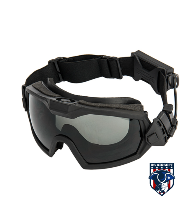 Full Seal Airsoft Goggles w/ Built-In Fan [Clear Lens] (BLACK)