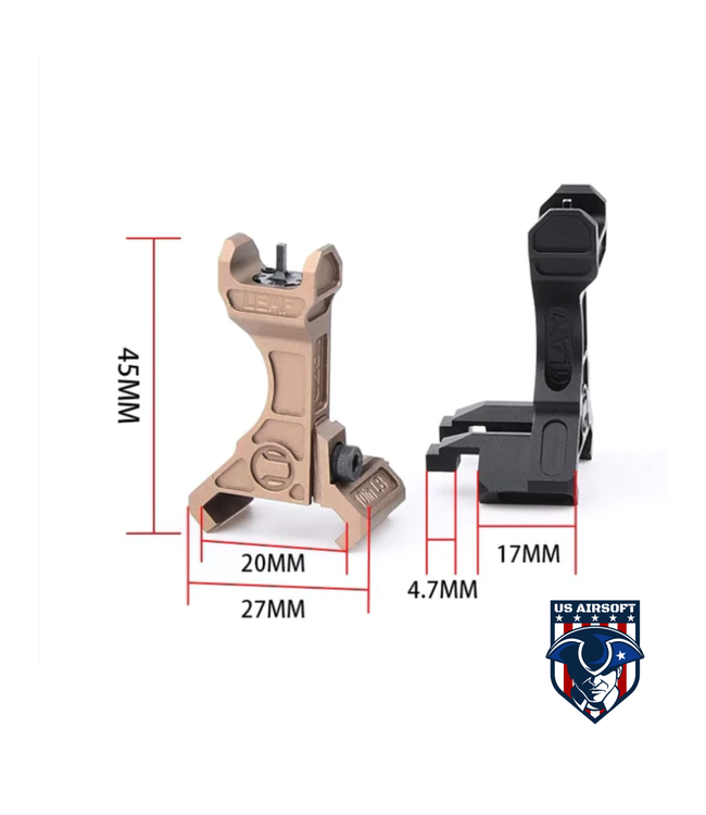 Arne Tactical LEAF CNC Rail Mount Flip Back Up Sight for PEQ15 (Black)