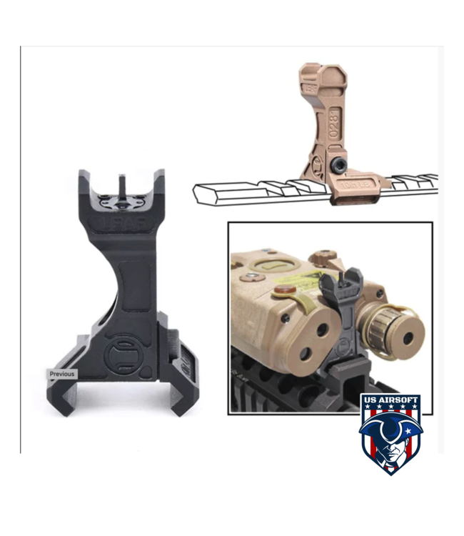 Arne Tactical LEAF CNC Rail Mount Flip Back Up Sight for PEQ15 (Black)