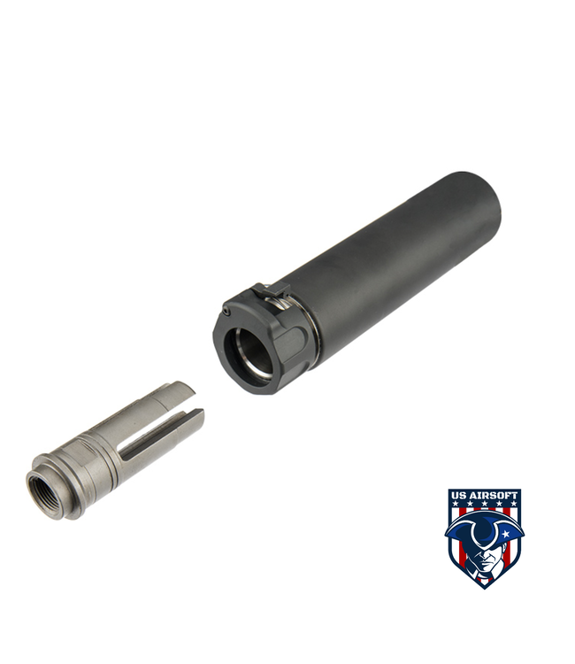 ATLAS CUSTOM WORKS FULL METAL SOCOM QD BARREL EXTENSION W/ FLASH HIDER [MINI] (BLACK)
