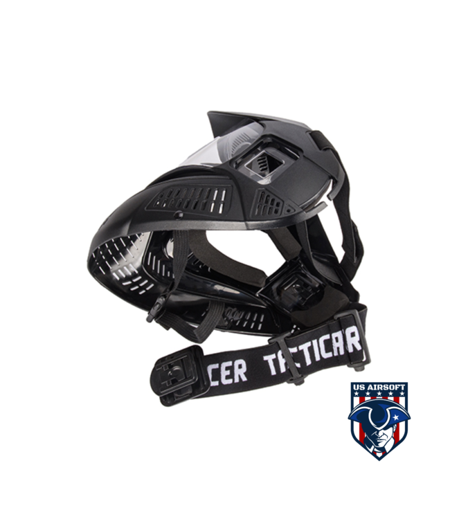 Lancer Tactical Full Face Airsoft Mask with Visor (Color: Black)