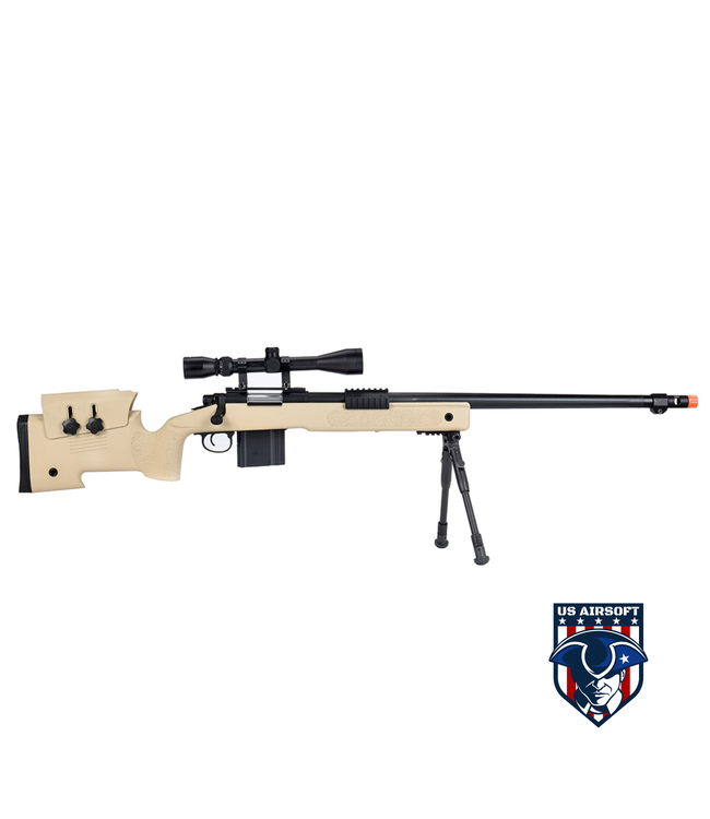 WellFire MB4416 M40A3 Bolt Action Sniper Rifle w/ Scope & Bipod (TAN)