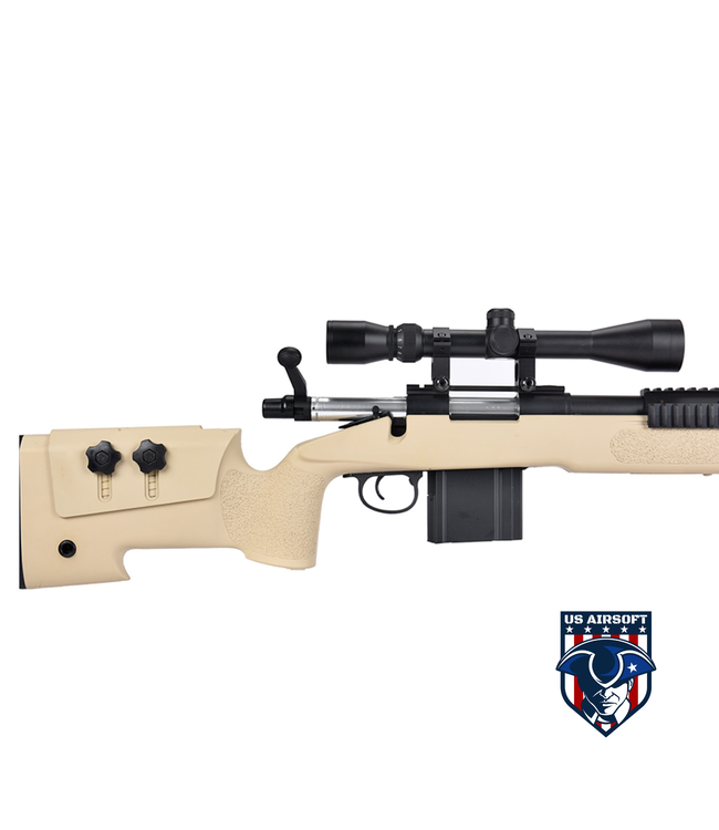 WellFire MB4416 M40A3 Bolt Action Sniper Rifle w/ Scope & Bipod (TAN)