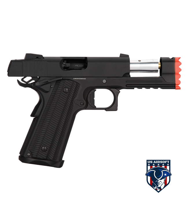 Golden Eagle IMF 3317 HiCapa Semi-AutoGBB Metal Pistol w/ Integrated Muzzle Break, BK