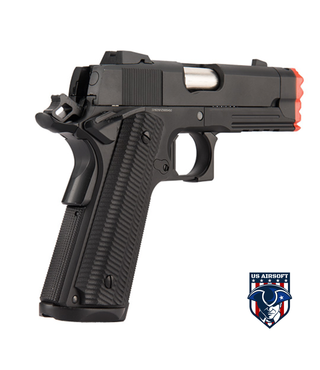 Golden Eagle IMF 3317 HiCapa Semi-AutoGBB Metal Pistol w/ Integrated Muzzle Break, BK