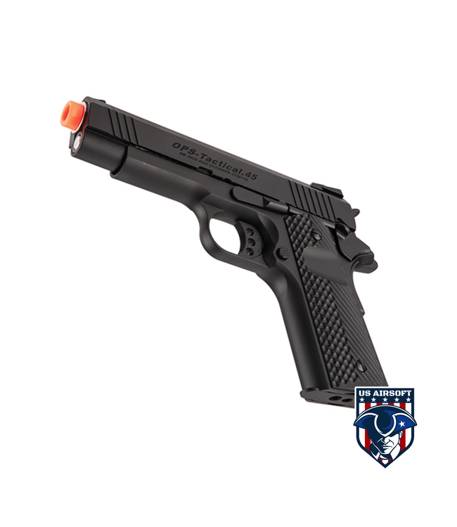 Golden Eagle IMF 3330 OTS Tactical .45 HiCapa Semi-Auto GBB Metal Pistol, BK