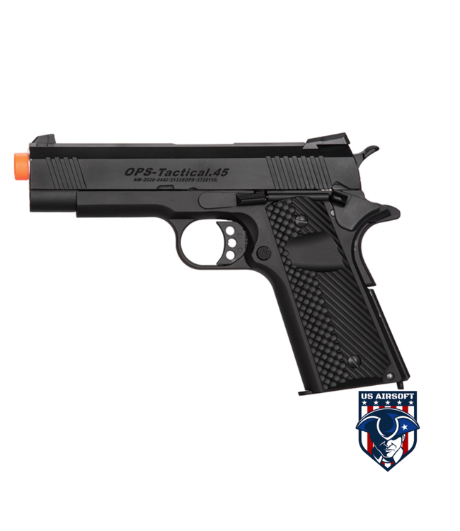 Golden Eagle IMF 3330 OTS Tactical .45 HiCapa Semi-Auto GBB Metal Pistol, BK