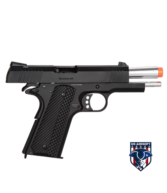 Golden Eagle IMF 3330 OTS Tactical .45 HiCapa Semi-Auto GBB Metal Pistol, BK
