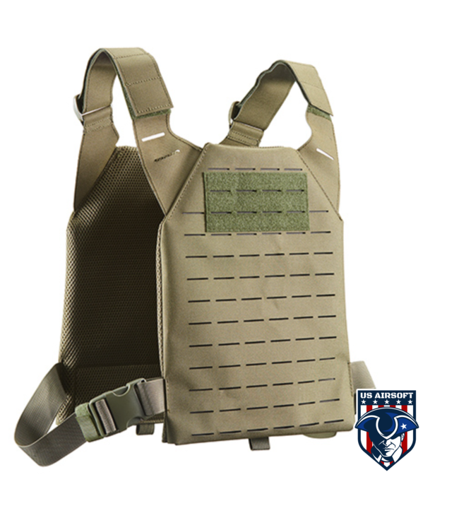Lancer Tactical Low Profile Laser Cut MOLLE Plate Carrier - (OD Green)
