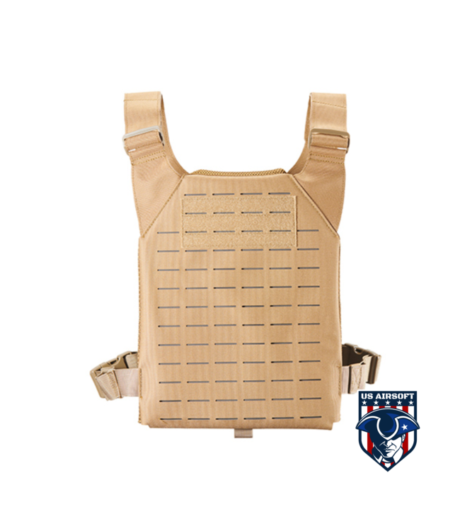 Lancer Tactical Low Profile Laser Cut MOLLE Plate Carrier - (Tan)