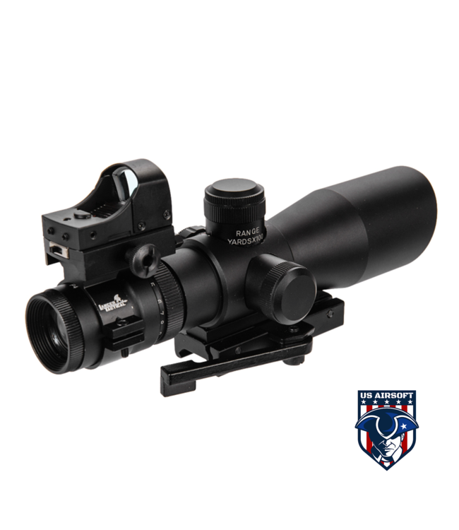 Lancer Tactical  3-9X42 RED & GREEN ILLUMINATED LONG RANGE SCOPE W/ BACKUP RED DOT SIGHT