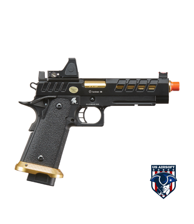 Lancer Tactical Heracles Hi-Capa Gas Blowback Airsoft Pistol - (Black/Gold w/ Reflex Dot)
