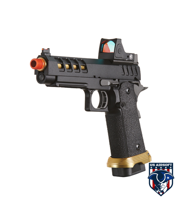 Lancer Tactical Heracles Hi-Capa Gas Blowback Airsoft Pistol - (Black/Gold w/ Reflex Dot)