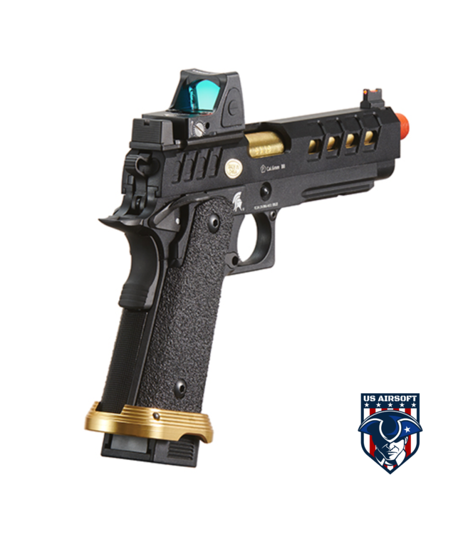 Lancer Tactical Heracles Hi-Capa Gas Blowback Airsoft Pistol - (Black/Gold w/ Reflex Dot)