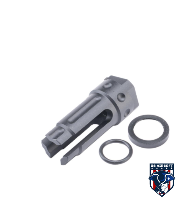 E&C 14mm Negative QDC 3 Prong Flash Hider for Airsoft AEG Rifles