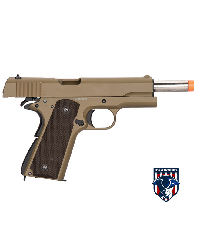 Golden Eagle IMF 3306 1911A1 Single Stack Semi-Auto GBB Metal Pistol, DE