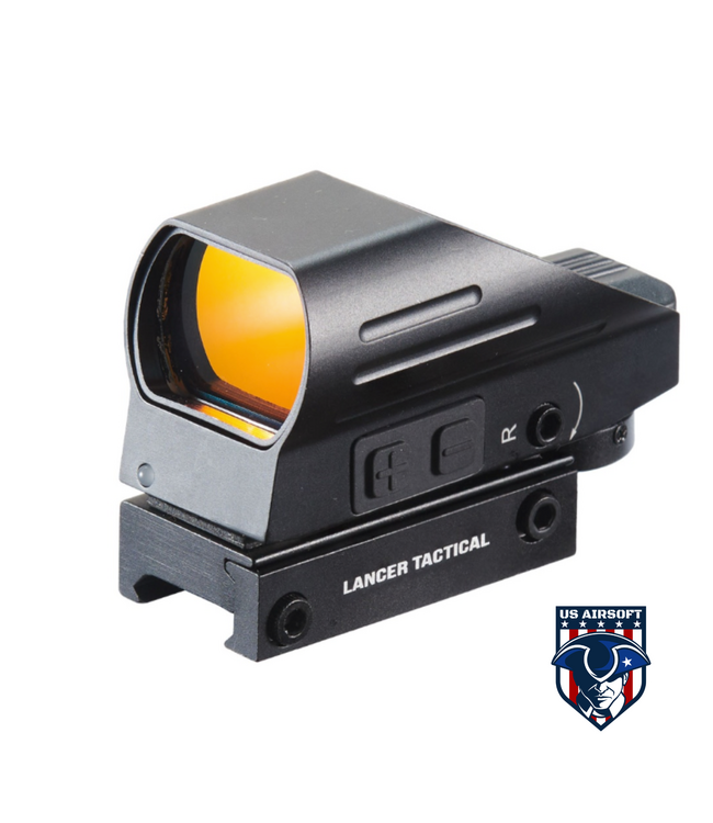 Lancer Tactical Multi-Reticle Red Dot Sight w/ Rechargeable Battery and Picatinny Mount