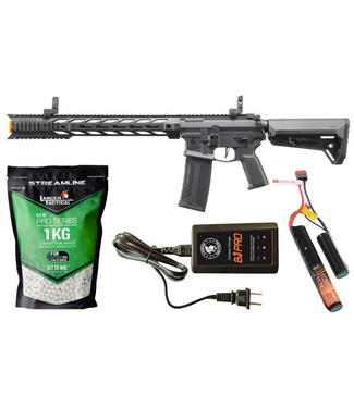 lancer tactcial Lancer Tactical Gen 3 M4 SPR Interceptor AEG w/ Ambidextrous NSR Receiver & NSR Stock - (Black) - Gen 3 Starter Bundle