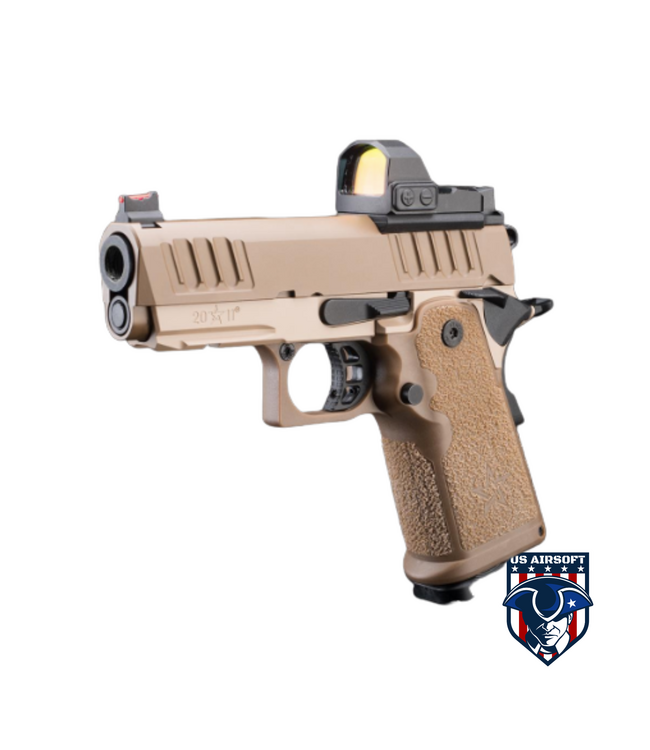 EMG Helios x Staccato CS Compact 2011 Gas Blowback Airsoft Pistol w/ Master Grip (Tan)