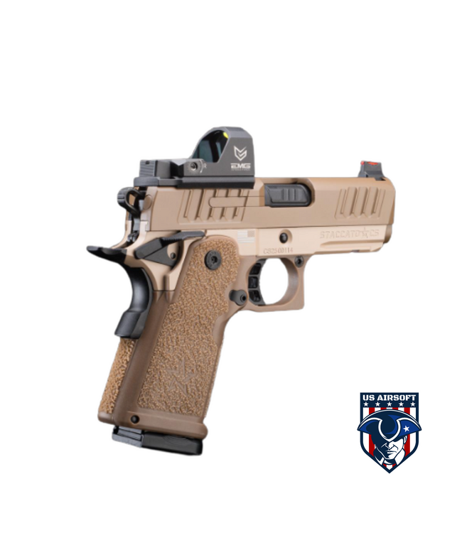 EMG Helios x Staccato CS Compact 2011 Gas Blowback Airsoft Pistol w/ Master Grip (Tan)