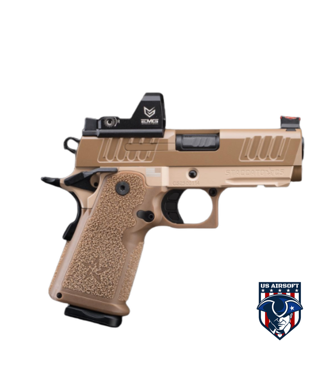 EMG Helios x Staccato CS Compact 2011 Gas Blowback Airsoft Pistol w/ Master Grip (Tan)