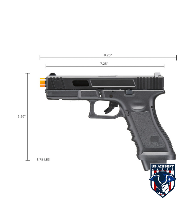 Army Armament R17-PB Gas Blowback Airsoft Pistol (Color: Black)