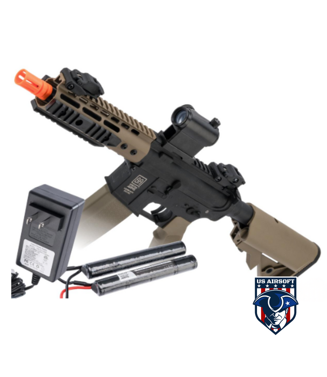 Specna Arms FLEX Series M4 AEG w/ GATE X-ASR & Battery Package (Model: M4 PDW Keymod / 2-Tone Black & Tan)