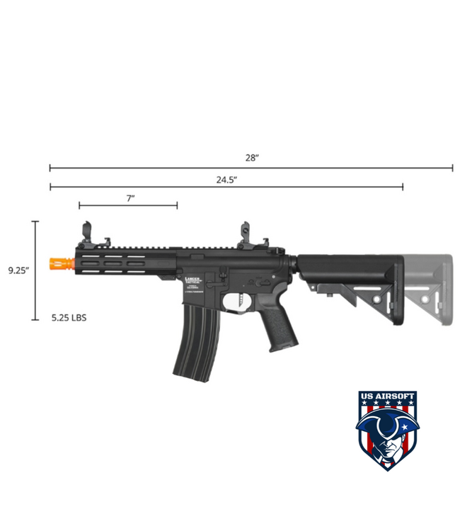 Lancer Tactical Low FPS Viking 7" M-LOK Proline Series M4 Airsoft Rifle w/ Crane Stock (Color: Black)
