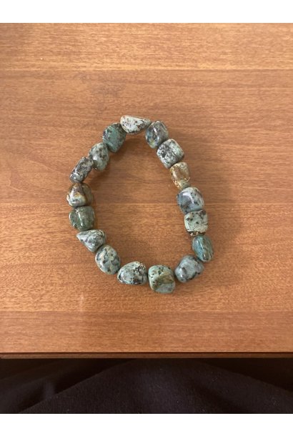 Tumbled Stone Bracelet | African Turquoise | 12mm