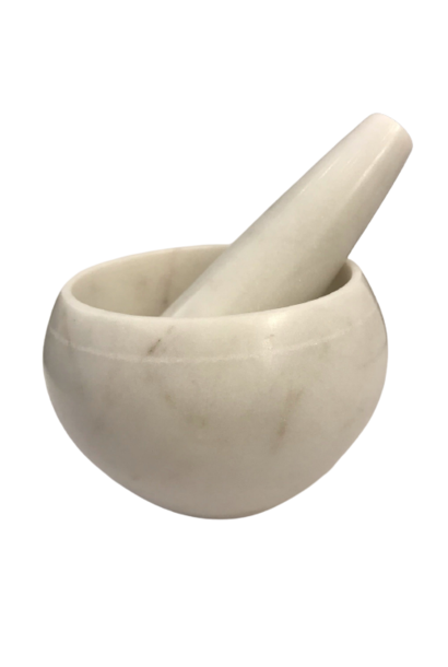 Mortar & Pestle | Rounded Opal White Marble