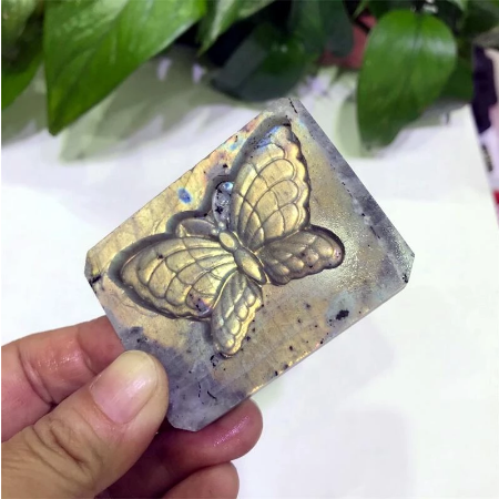 Crystal Carving | Butterfly Carved into Labradorite Slab-1