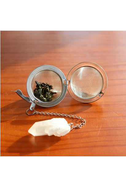 Crystal Tea Ball - Tea Infuser - 2" - Raw Crystals - Clear Quartz or Amethyst Flower