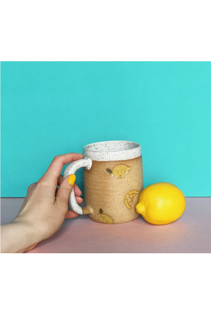 6117 - Ceramic Lemon Mug  - 16oz - Hand Crafted - Osso Ceramics