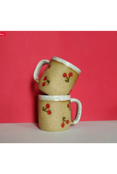 Hand Crafted Ceramic Mug - Cherries