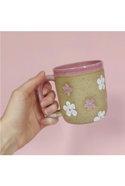 6125 - Ceramic Cherry Blossom Mug - 16oz - Hand Crafted - Osso Ceramics