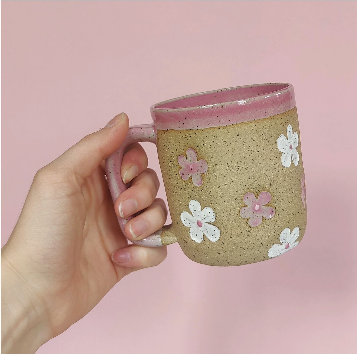 6125 - Ceramic Cherry Blossom Mug - 16oz - Hand Crafted - Osso Ceramics-1