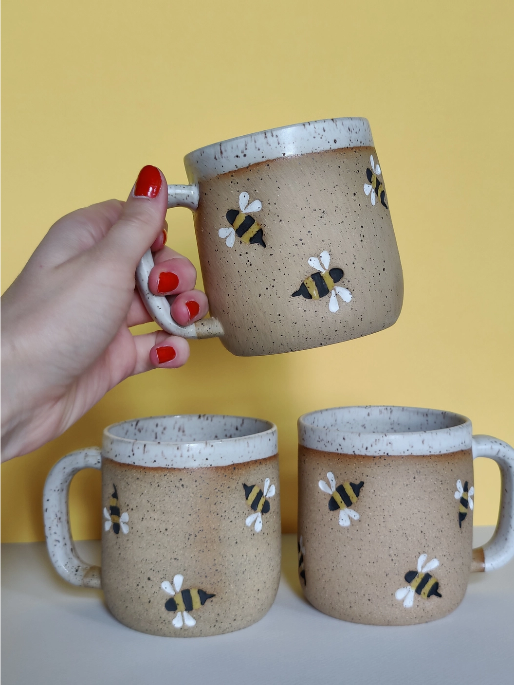 Hand Crafted Ceramic Mug - Bumble Bees-3