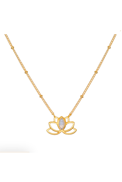 Necklace | Open Lotus with Moonstone