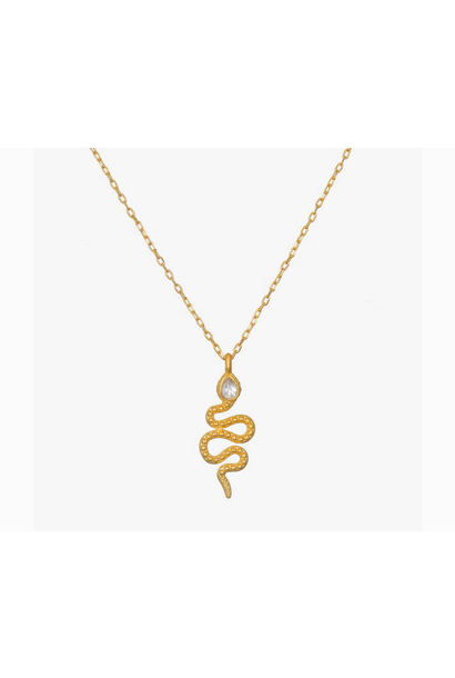 White Topaz Snake | Pendant Necklace