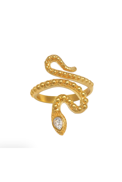 White Topaz Snake Ring